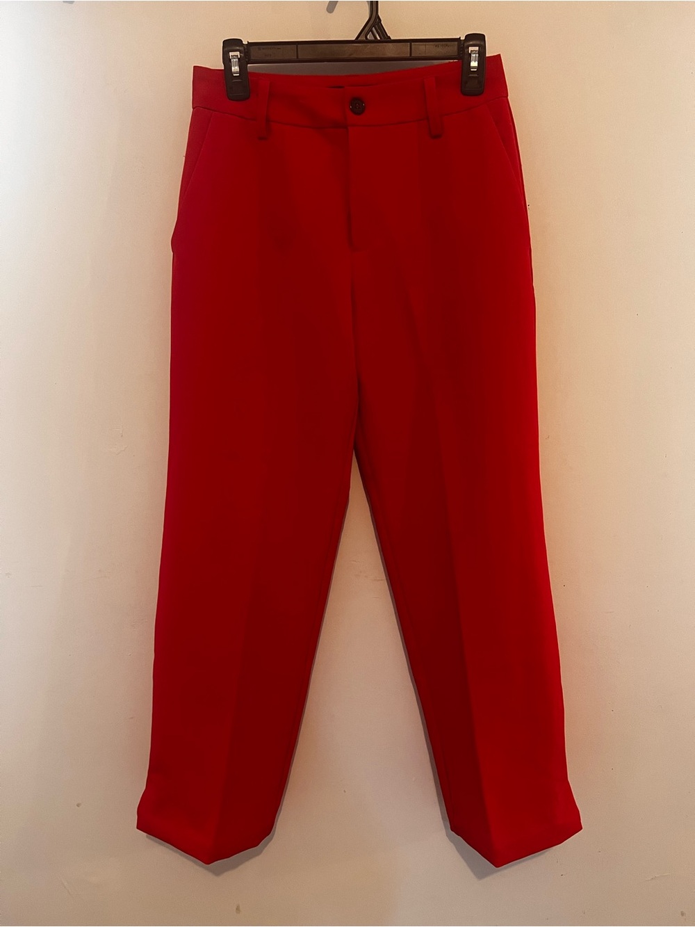 Sanctuary Red Crop Ankle Pants Size 25 High Rise Straight Leg Slit Hem